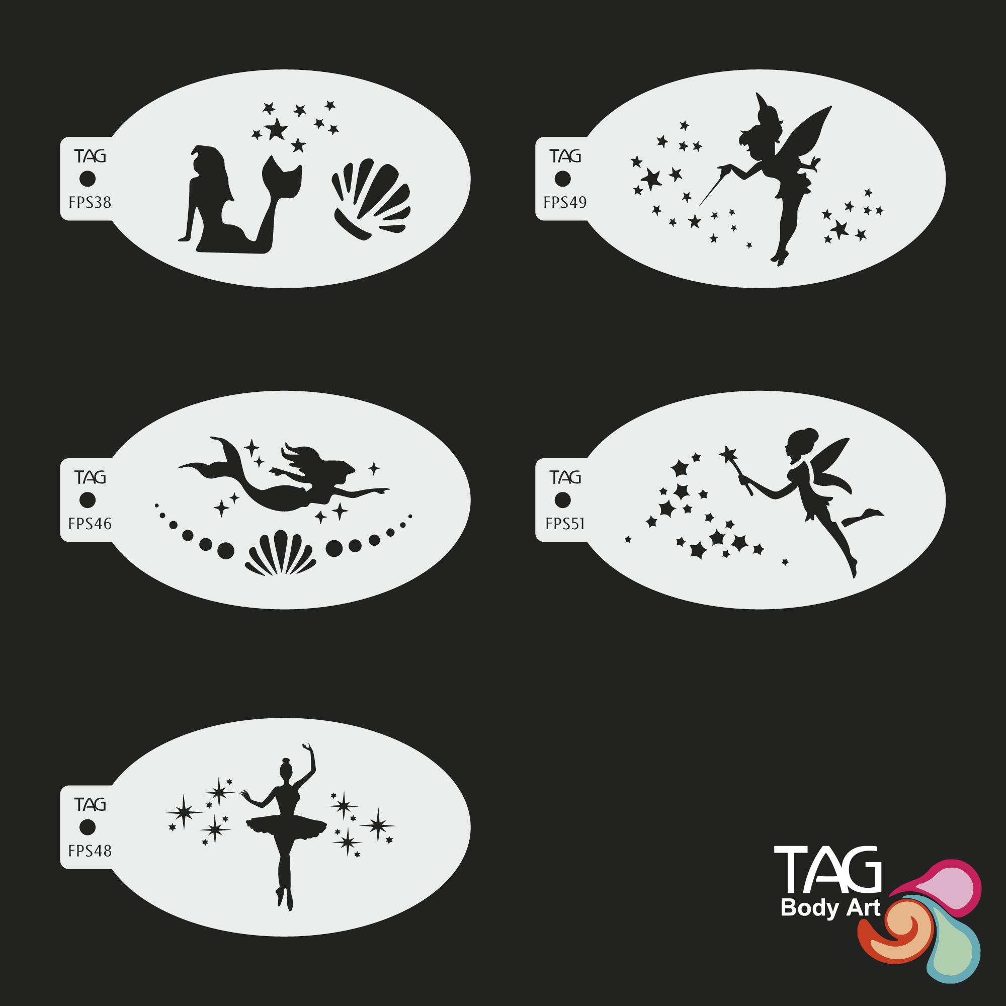 Face Paint Stencil Pack - Girls - 5 Pack